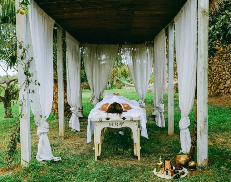 Massage cabana in the garden