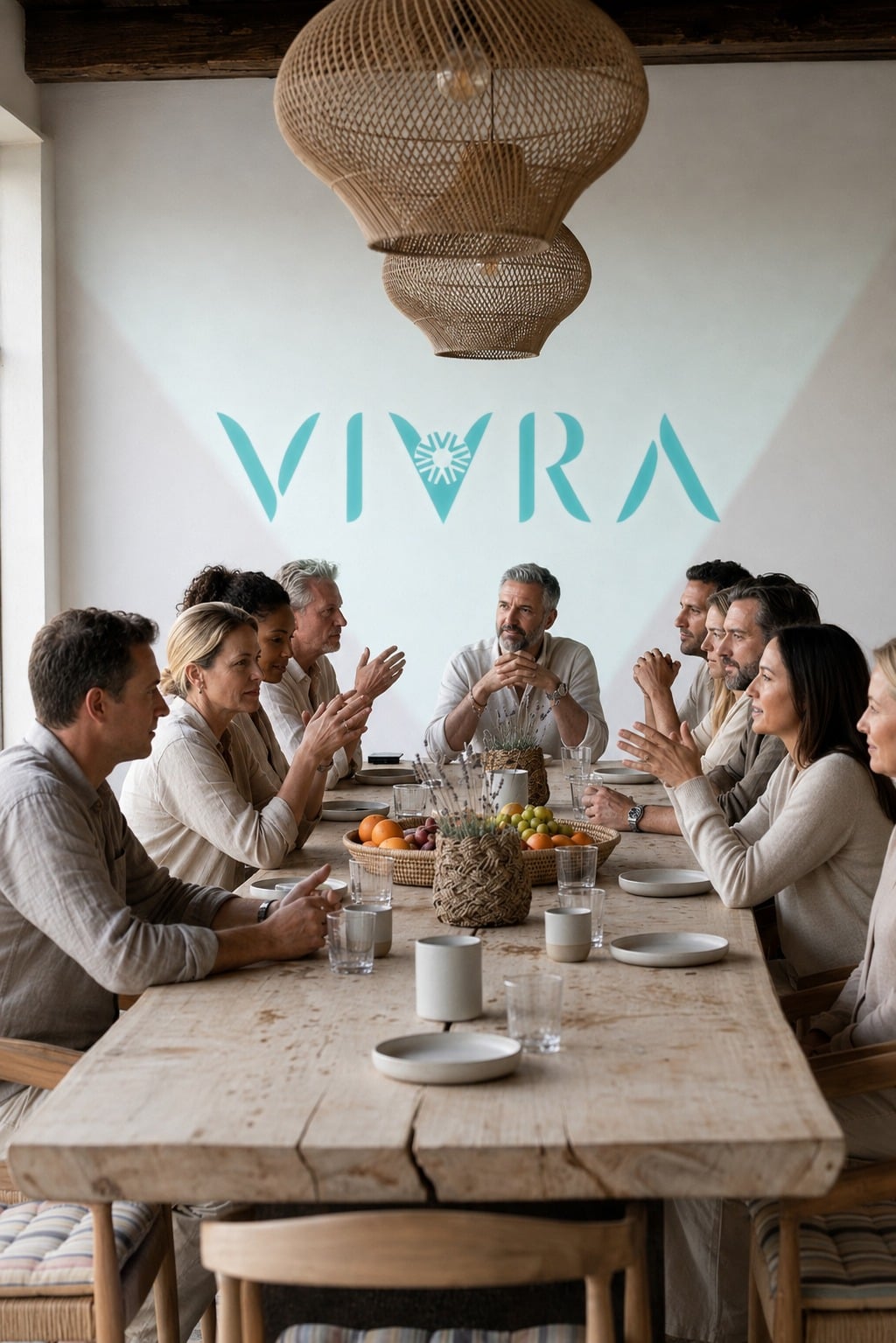 VIVRA circle gathered around the long table